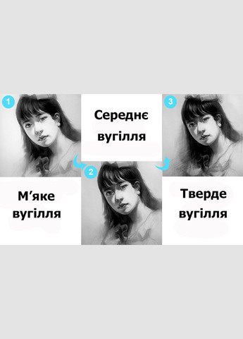 Набір вугільних олівців (12 штук різної твердості) Worison (336190629)