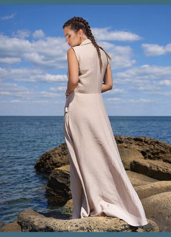 Бежевое повседневный платья рубашка ISSA PLUS однотонное