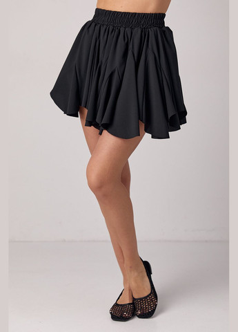 Черная коктейльный однотонная короткая юбка с клиньями 4662 Lurex