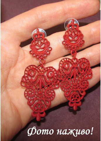 Ажурные длинные красные серьги, 1416 No Brand (361205801)