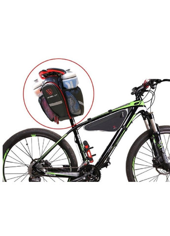Велосумка сумка бардачок водонепроникна на велосипед з кишенями для пляшок 26*8,8 см (476374-Prob) Чорна з сірим Unbranded (280227032)