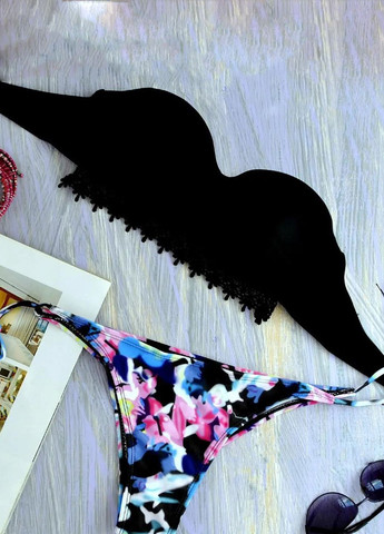 Чорний роздільний купальник bikini with printed роздільний FS