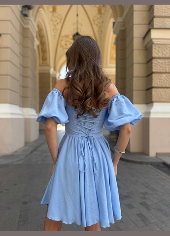 Голубое повседневный платье DK/DL Мода без кордонів однотонное
