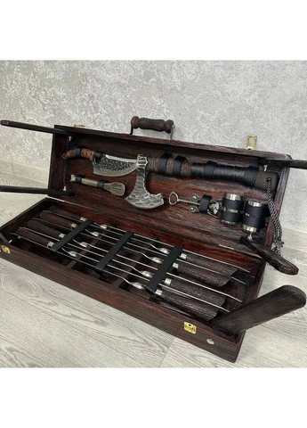 Набор шампуров бури ручной работы в деревянном кейсе. Шампура на подарок. No Brand (361377302)