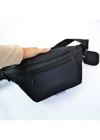 Качественная большая сумка - бананка на 8 карманов, мужская женская поясная сумка, черная из ткани No Brand (366238835)