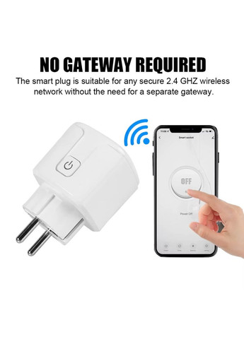 Смарт-розетка EU 16A Tuya Smart/Smart Life; Alexa, Google Assistant white Family (322701391)