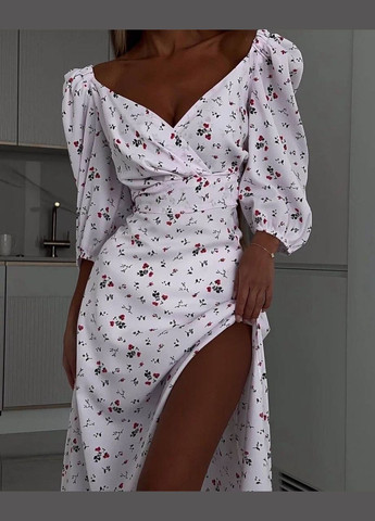 Белое повседневный, кэжуал, коктейльное, вечернее платье женское Україна с цветочным принтом