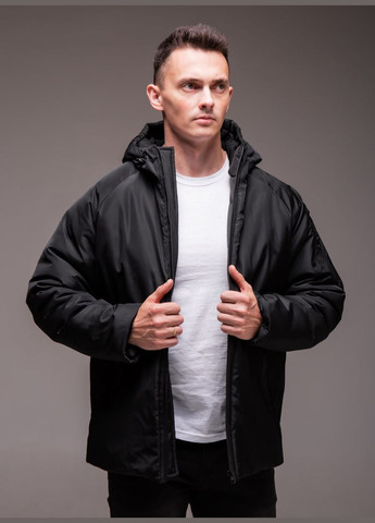 Чорна зимня коротка зимова куртка з капюшоном Vakko