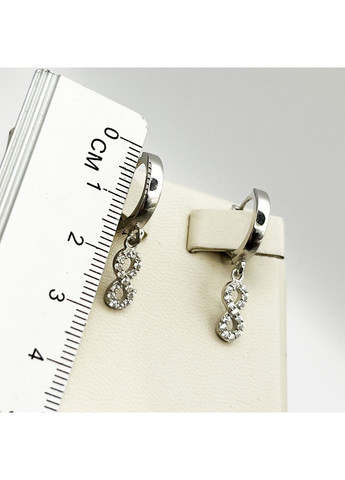 Сережки-кільця срібні з кубічним цирконієм "Нескінченність" 3,53 г No Brand (369737256)