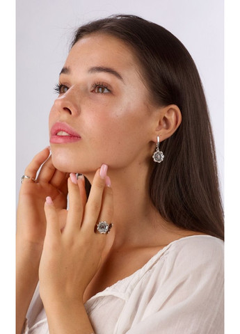 Сережки срібні з квітами Калачик Granat 925 Zirkon Skifska Etnika (364202678)