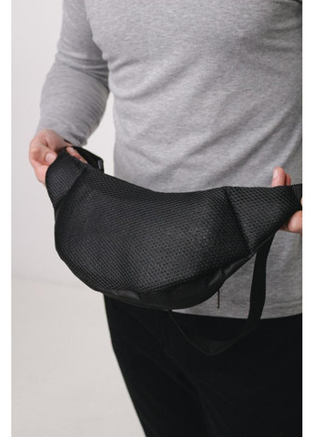 Спортивна синя сумка на пояс з чорним логотипом, надійний матеріал чоловіча бананка для активного відпочинку Intruder (348780025)