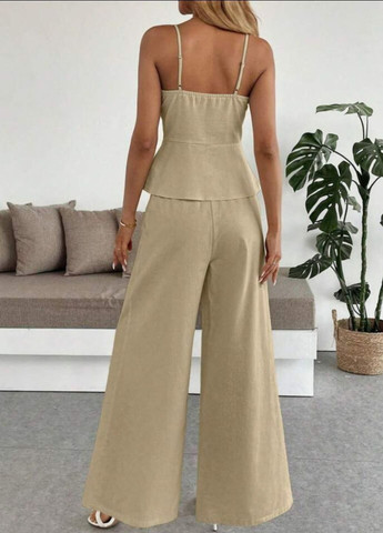 Вишуканий легкий літній повсякденний костюм двійка: Топ з гудзиками + штани палаццо Tik-Tak (340114031)