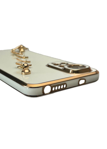 Чехол для телефона Redmi Note 11 4G женский с ремешком с украшениями и золотой окантовкой на седоме редми нот 11 4г белый gs1 Xiaomi (366232443)