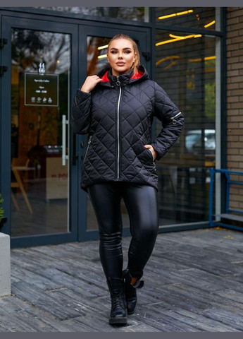 Чорна зимня куртка жіноча зимова батальна sf-127 тепло та стильно чорний, 62-64 Sofia