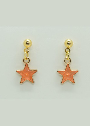 Сережки сережкигвоздики (пусети) Зірки світло-коралові емаль 2 см золотисті Liresmina Jewelry (285111018)