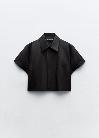 Черная повседневный рубашка однотонная Zara
