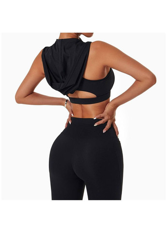Спортивный костюм без пуш-ап (топ с капюшоном и леггинсы) черного цвета, размер M Trends (330757038)