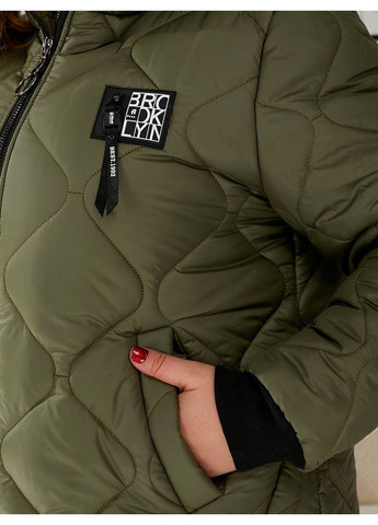 Оливкова (хакі) демісезонна куртка-пальто жіноча Style Point