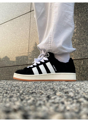 КРОСІВКИ ЖІНОЧІ ADIDAS CAMPUS 00S BLACK WHITE FUR V2 АДІДАС КАМПУС No Brand чорні зими (368647066)