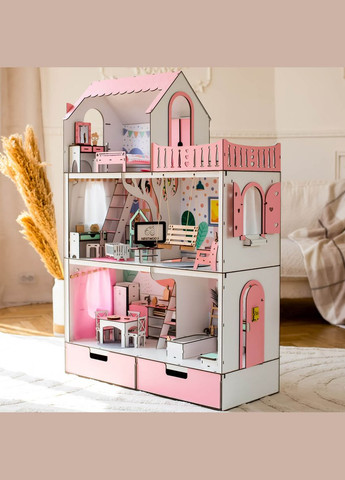Кукольный домик для Барби Люкс розовый (kdb005) NestWood (303632987)