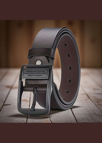 Чоловічий шкіряний ремінь темно-коричневий 125 см з металевою пряжкою, стиль casual No Brand (338379222)