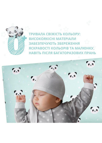 Набор наволочек 2 шт на подушку 40х60 см хлопок без ранфорса панда мята наволочка натуральная ткань PAPAELLA (343053452)