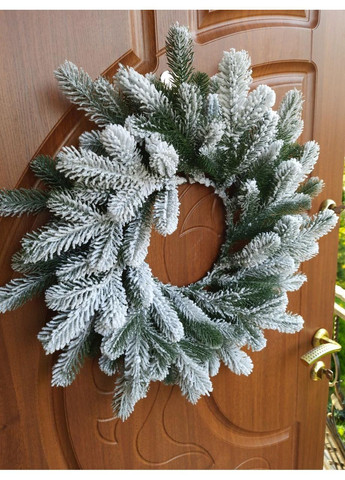 Новорічний вінок литий «Елітний Засніжений» 50 см. Декор для дверей. No Brand (370161618)