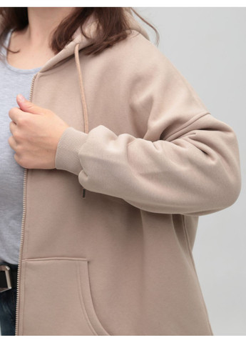 Толстовка жіноча бежева тепла оверсайз великий розмір Whitney Вільна (362039226)