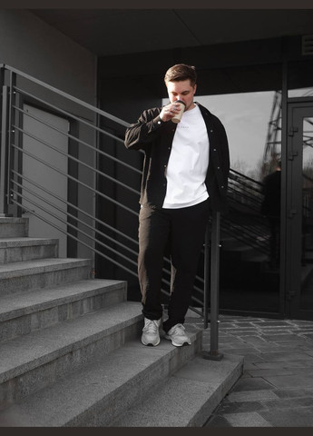 Чорний літній костюм: штани та сорочка з легкого дихаючого матеріалу з сорочкою, брючний Україна