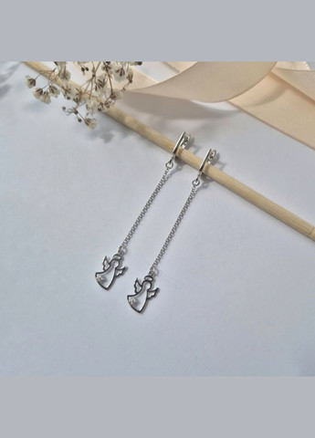 Срібні сережки з підвіскою Янголятко срібло 925 проби Родоване 5026р 2.80г No Brand (315359655)