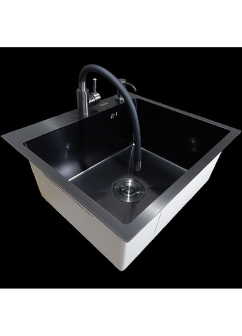 Комплект кухонной мойки Handmade PVD черная HS54*48 (3.0/1.0 мм) декор Kraft (366018323)