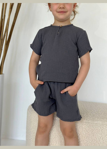 Графитовый летний костюм с шортами Україна UMButik