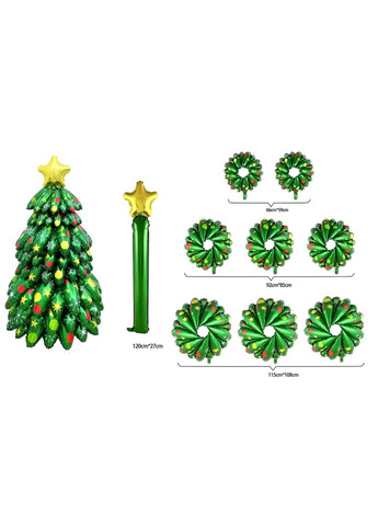 Надувна реалістична новорічна ялинка декорована ялинковими іграшками 130 см No Brand (315101642)