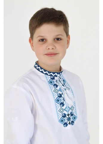 Белая детская вышиванка для мальчика макар Piccolo узор орнамент хлопок (352261659)