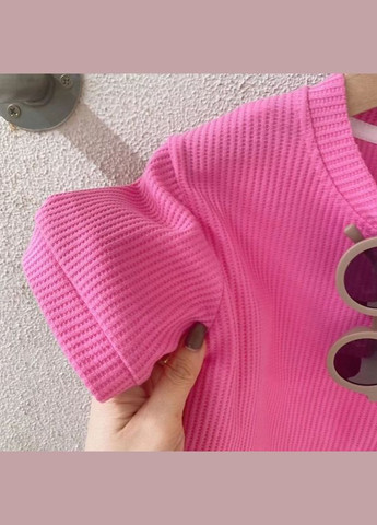 Рожевий літній костюм для дівчинки футболка+шортики з шортами BabyStyle