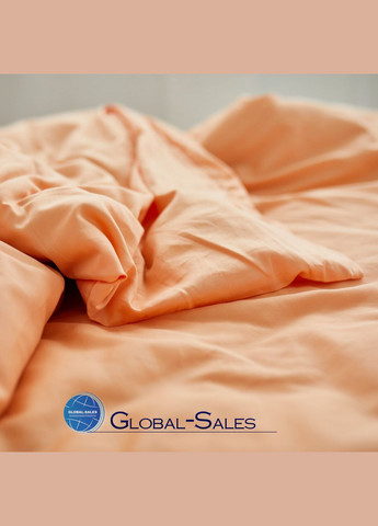 Сатиновая Гладкая Евро Персиковое постельное белье 200*220см Calipso (316632319)
