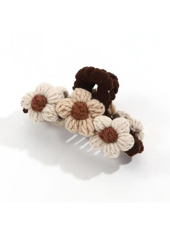 Заколка крабик для волосся В'язані Квіти Естель із темно-коричневою основою No Brand (370290334)