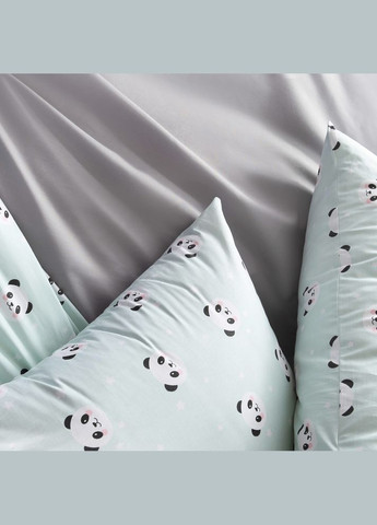 Комплект постельного белья полуторный натуральный хлопок 2 наволочки 50х70 см Панда мята IDEIA (334727043)