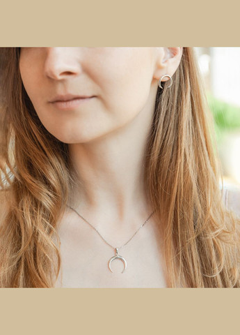 Комплект серебряный Молодая луна серьги пусеты и колье с половинкой луны No Brand (362176866)