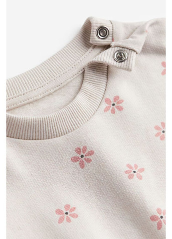 H&M свитшот из хлопка однотонный бежевый кэжуал