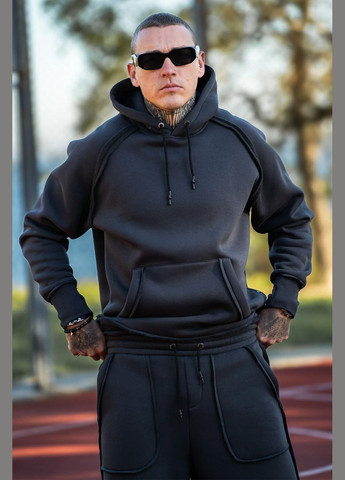 Мужской теплый объёмный костюм Оверсайз Franky 3 Графит Teamv (316355073)