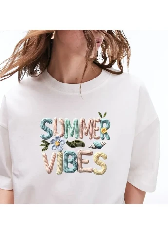 Термоналіпка "В'язаний напис" summer vibes (8875) No Brand (394180878)