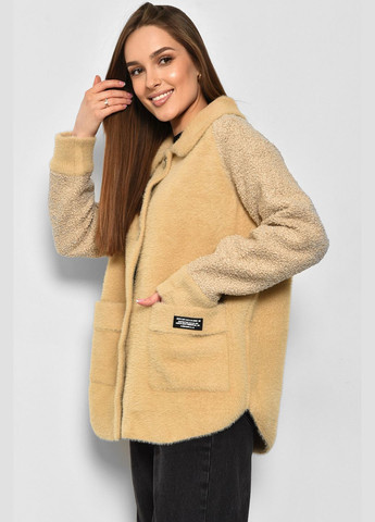Світло-коричневе демісезонне Пальто жіноче напівбатальне з альпаки світло-коричневого кольору Let's Shop