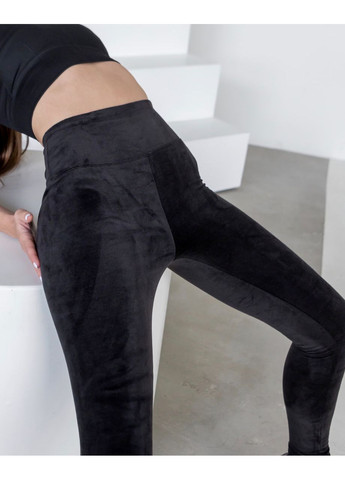 Черные демисезонные леггинсы велюр Soda