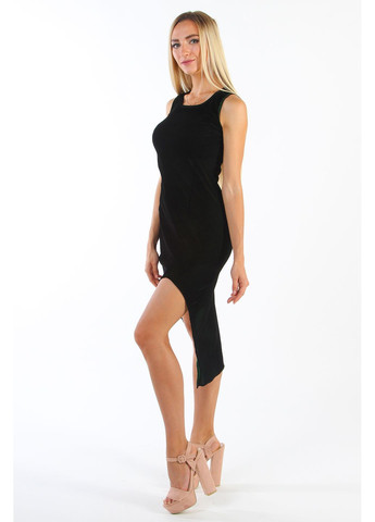 Черное откровенный летнее платье без рукавов nn-381 черный платье-комбинация Number Nine