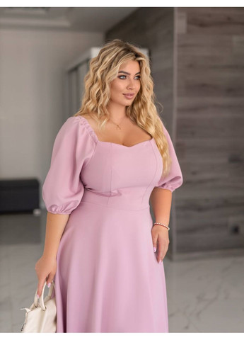 Пудрова святковий, повсякденний, ділова, кежуал сукня жіноча батал а-силует Style Point однотонна