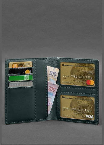 Кожаная обложка-органайзер для документов 6.1 зеленый краст (A-028194) BlankNote (329186746)