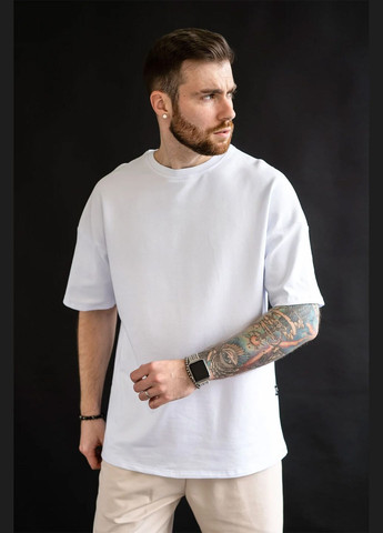 Біла чоловіча футболка оверсайз cotton біла Teamv