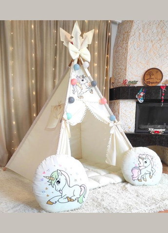 Палатка БОН БОН Вигвам для детей Веселые единороги на молочному. Полный комплект No Brand (316257259)