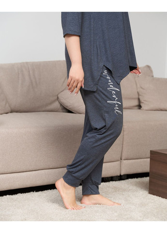 Темно-синя жіночий комплект зі штанами plus size Nicoletta